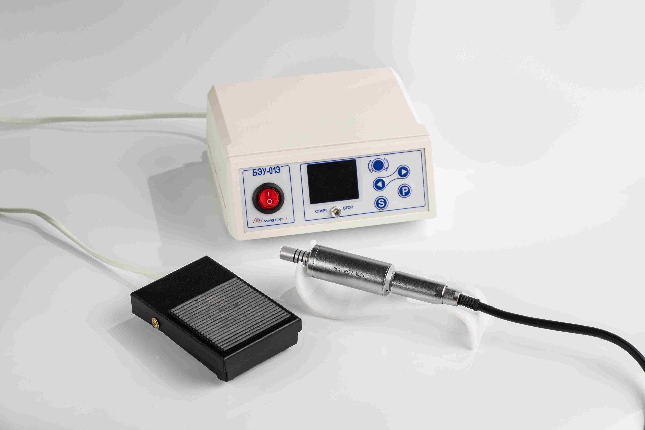 Настольная бормашина электрическая универсальная БЭУ-01Э 220 В с двигателем ДП-4 с эндофункцией и цифровым управлением