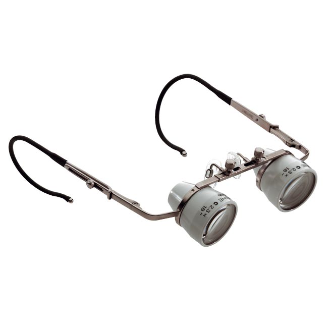 Лупа офтальмологическая бинокулярная С 2.3, рабочее расстояние 340 мм на простой металлической оправе с пр.